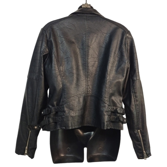 a. n. a Women's Black Faux Leather Moto Jacket Size L - Picture 2 of 10